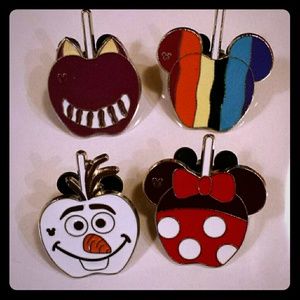 Disney pins apple olaf, minnie, cheshire cat